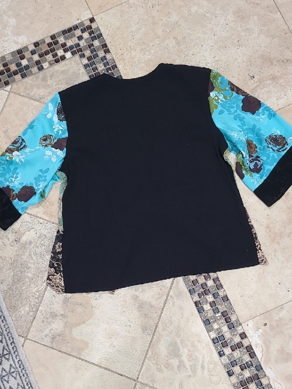Embellished Floral Patchwork Camisole Jacket - Turquoise - Picture 6 of 6